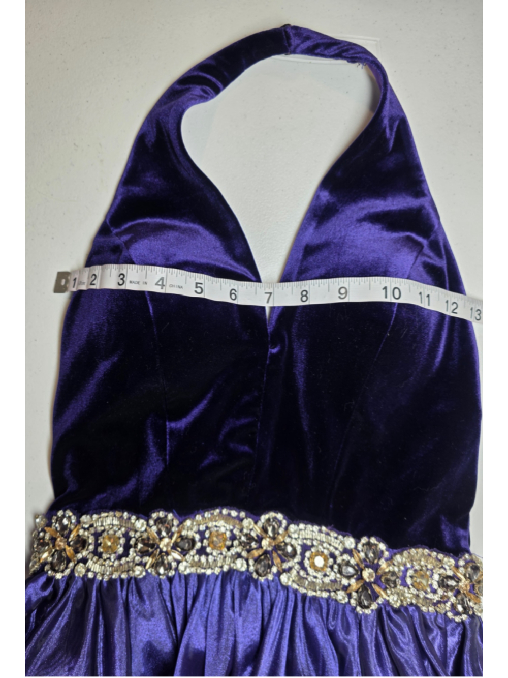 Mac Duggal Purple Velvet Halter Romper Gown Overskirt Pageant OOC Fun Fashion - Picture 10 of 15
